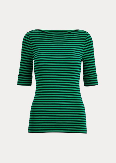 Tops Ralph Lauren Mujer Negros / Verdes - Striped Cotton-Blend - VAWQZ6753